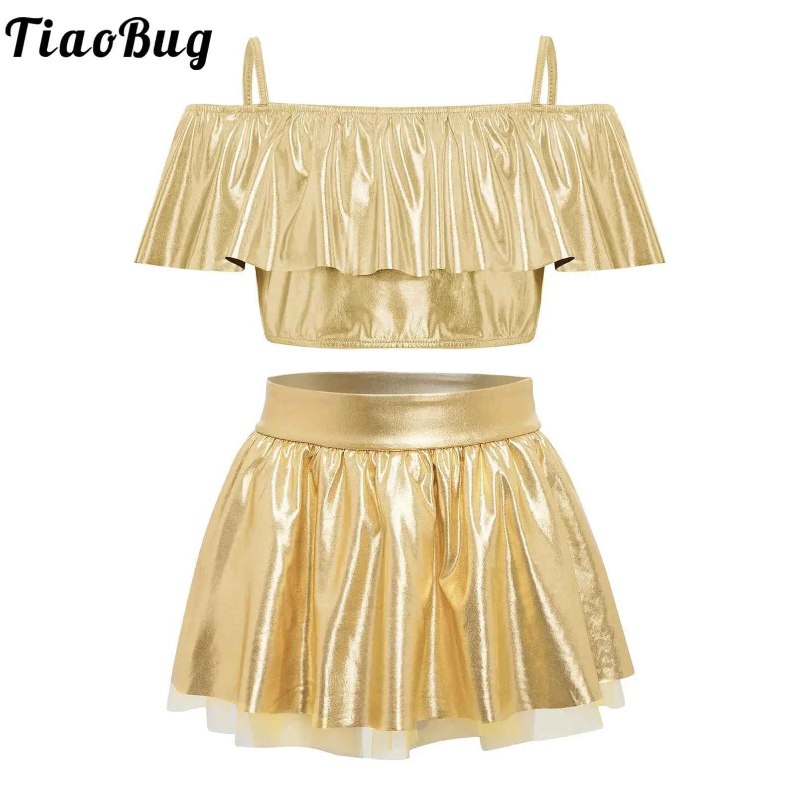 Kids Girls Street Modern Dance Performance Outfit Hip Hop Cheer Leader Clothes Sets Metallic Ruffles Crop Top with Tutu Skirts
Kids Girls Street Modern Dance Performance Outfit Hip Hop Cheer Leader Clothes Sets Metallic Ruffles Crop Top with Tutu Skirts