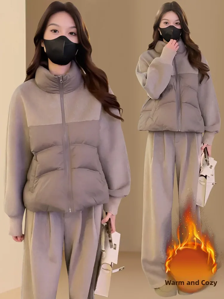Winter Casual Set Women's Fashion Loose Slimming Cotton Blend Outerwear Warm Wide Leg Pants Two Piece Set Long Sleeve Zipper
Winter Casual Set Women's Fashion Loose Slimming Cotton Blend Outerwear Warm Wide Leg Pants Two Piece Set Long Sleeve Zipper