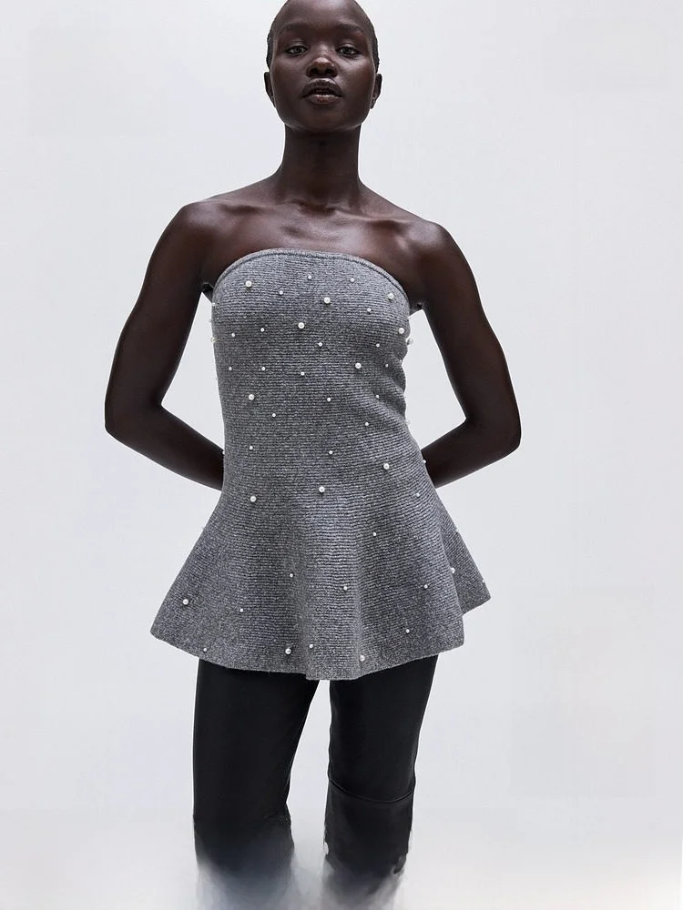 Spring Women's Faion Pearl Decorated Tube Top by H&M 303064 Polyester Cotton Wool Blend Elastic Comfortable Fit
Spring Women's Faion Pearl Decorated Tube Top by H&M 303064 Polyester Cotton Wool Blend Elastic Comfortable Fit