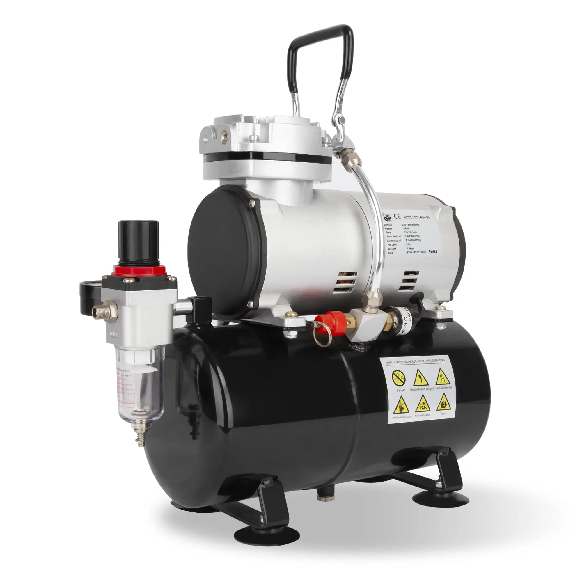 Compact Oil-Free Single-Piston Airbrush Compressor Featuring 3L Tank, Adjustable Regulator, And Integrated Moisture Filter For
Compact Oil-Free Single-Piston Airbrush Compressor Featuring 3L Tank, Adjustable Regulator, And Integrated Moisture Filter For
