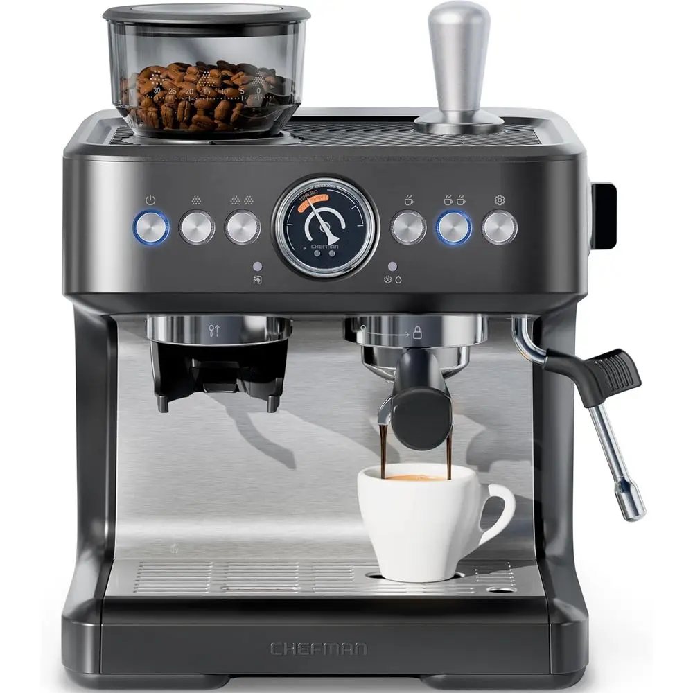 Crema Deluxe hine with Double Boiler, Use Milk rother and Brew Simultaneously, Proional Coee Maker with Coee Grinder and Steam W
Crema Deluxe hine with Double Boiler, Use Milk rother and Brew Simultaneously, Proional Coee Maker with Coee Grinder and Steam W