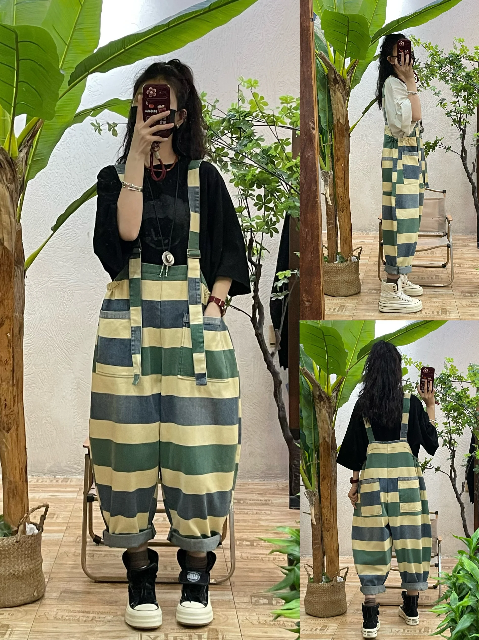 Retro Patchwork Stripe Denim Overalls Women's Loose Slimming Pure Cotton Casual One-Piece Pants Trendy High Waist Nine-Piece ...
Retro Patchwork Stripe Denim Overalls Women's Loose Slimming Pure Cotton Casual One-Piece Pants Trendy High Waist Nine-Piece ...