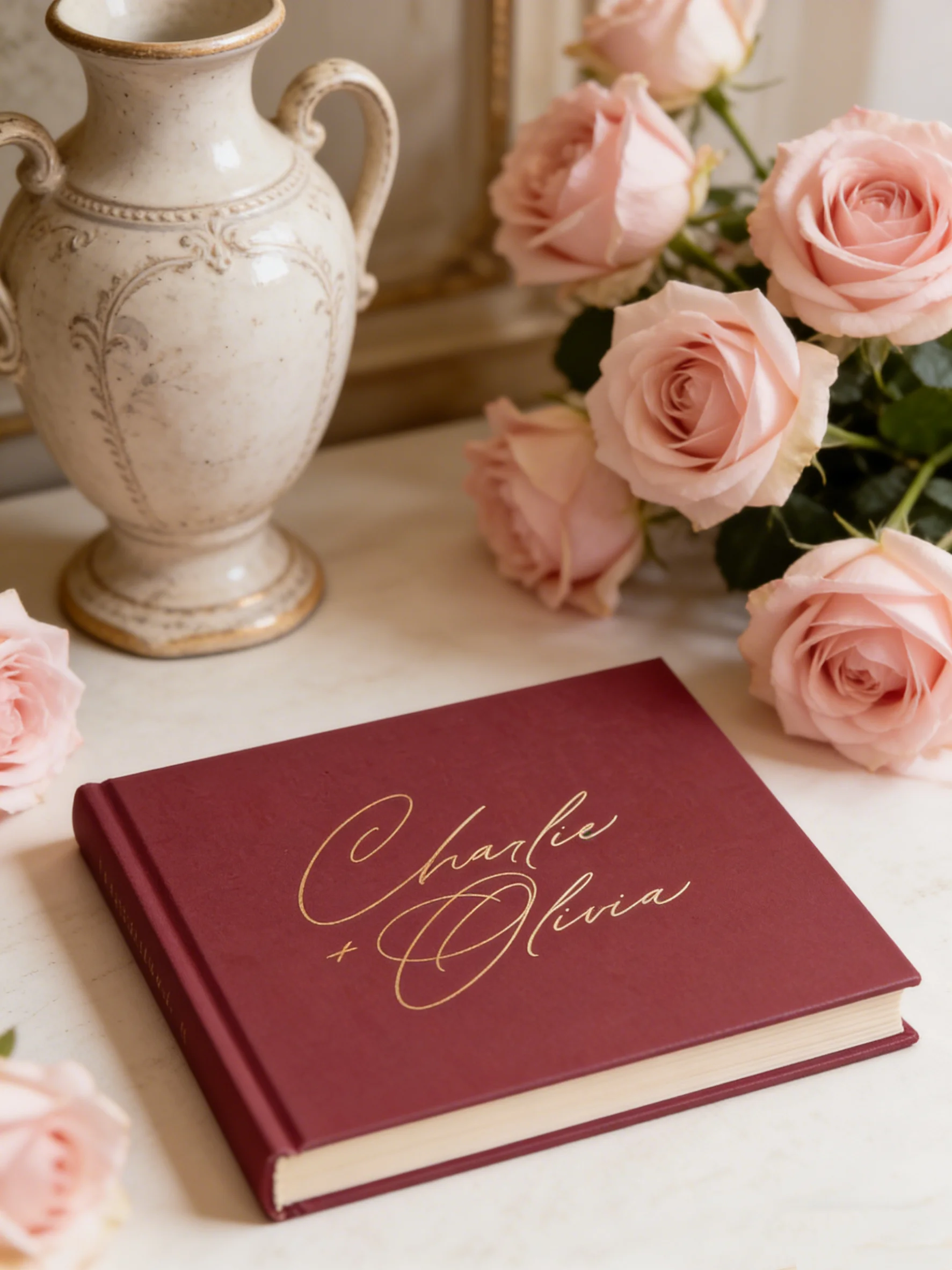 Boho Burgundy Wedding Guest Book, Gold Foil Red Guestbook for Vineyard Wedding & Photo Booth
Boho Burgundy Wedding Guest Book, Gold Foil Red Guestbook for Vineyard Wedding & Photo Booth
