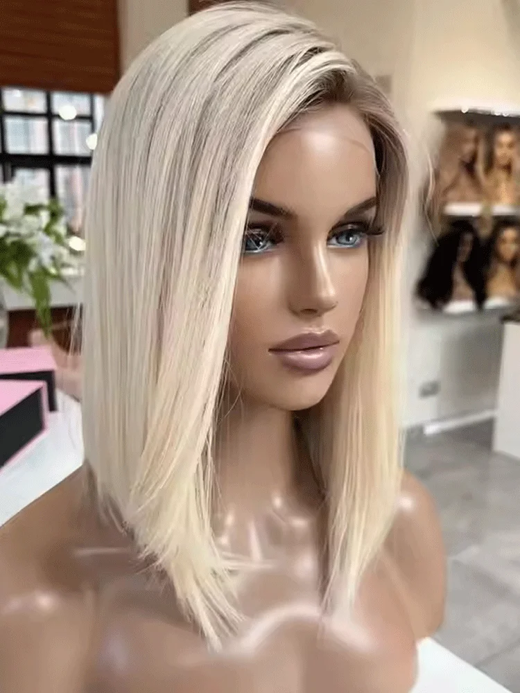Straight Natural Bob Women Wig Bloned Colored Dark Root Synthetic Fiber Wig Hight Density Preplucked For Women Daily Party Use
Straight Natural Bob Women Wig Bloned Colored Dark Root Synthetic Fiber Wig Hight Density Preplucked For Women Daily Party Use