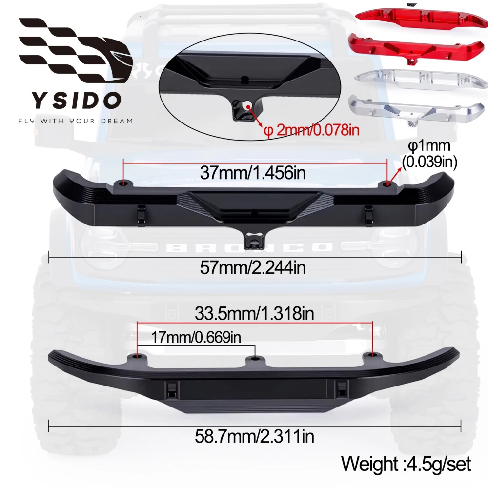 RC Aluminum Alloy Front Rear Bumper Upgrade Set for 1/30 Axial SCX30 Ford Bronco Chassis RTR Brushed Rock Crawler Upgrade Parts
RC Aluminum Alloy Front Rear Bumper Upgrade Set for 1/30 Axial SCX30 Ford Bronco Chassis RTR Brushed Rock Crawler Upgrade Parts