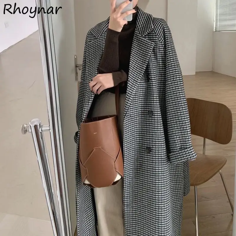 Blends Women Plaid Coat Korean Style Vintage for Ladies Stylish Adjustable Waist Loose Streetwear New Turn-down Collar Outerwear
Blends Women Plaid Coat Korean Style Vintage for Ladies Stylish Adjustable Waist Loose Streetwear New Turn-down Collar Outerwear