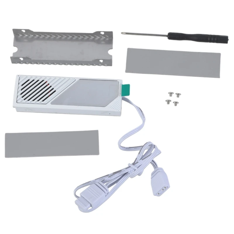 M.2 2280 Solid Disk Heatsink Aluminum Heat Dissipation With ARGB Fan and Metal Thermal Pad For Hard Disk Heat Sink 601B
M.2 2280 Solid Disk Heatsink Aluminum Heat Dissipation With ARGB Fan and Metal Thermal Pad For Hard Disk Heat Sink 601B