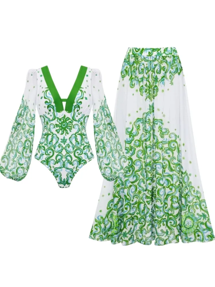 Retro Bikini Printed Fashion Two Piece Swimsuit And Cover Up With Skirt Tight Women's Bandage Summer Beach Luxury Elegant
Retro Bikini Printed Fashion Two Piece Swimsuit And Cover Up With Skirt Tight Women's Bandage Summer Beach Luxury Elegant