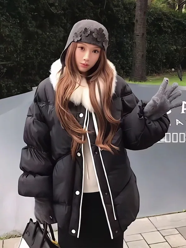Removable Fur Collar down Cotton Jaet Women's Sle Winter Coat with Gloves Long Sve Korean Version Loose Fit
Removable Fur Collar down Cotton Jaet Women's Sle Winter Coat with Gloves Long Sve Korean Version Loose Fit