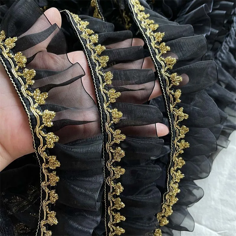 20Yards White Black with Gold Pleated Chiffon Fold Tulle Lace Ruffle Trim Ribbon Dress Collar Applique For Sewing Accessories
20Yards White Black with Gold Pleated Chiffon Fold Tulle Lace Ruffle Trim Ribbon Dress Collar Applique For Sewing Accessories