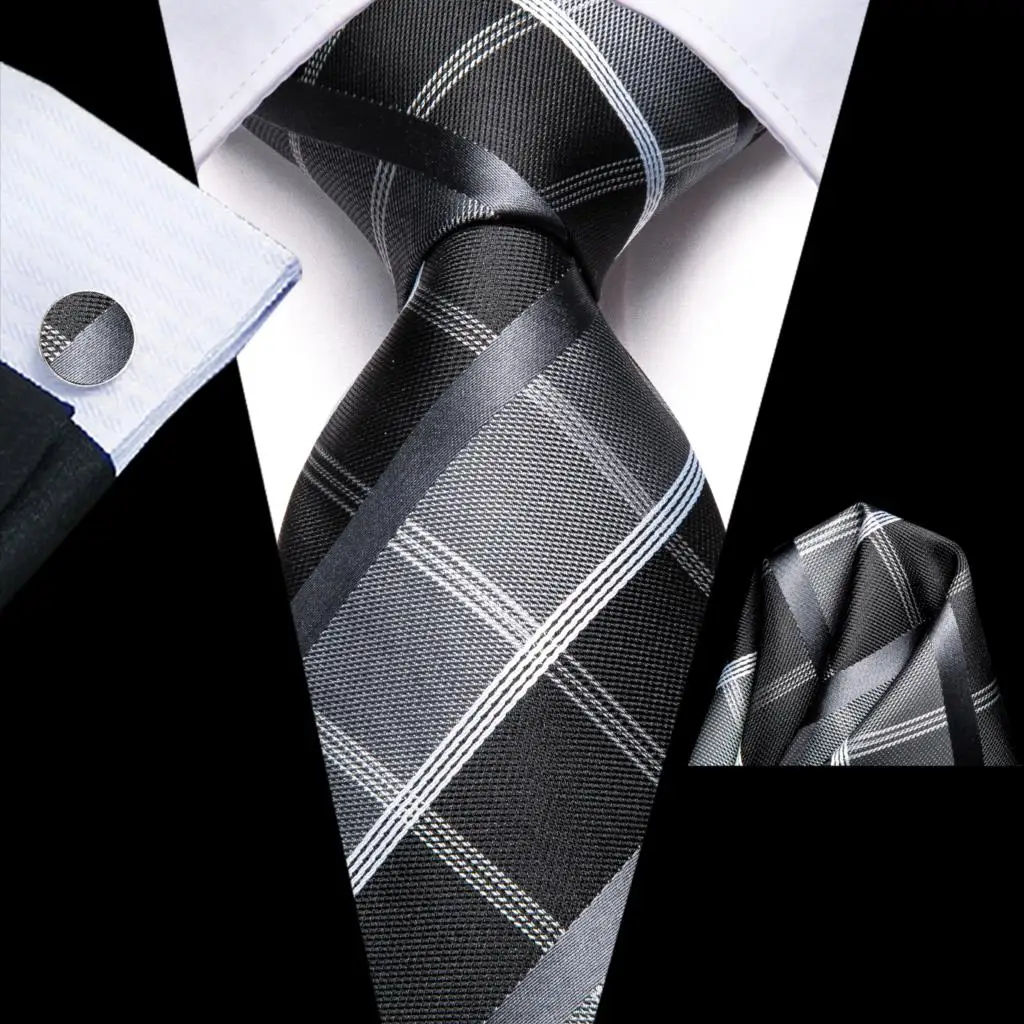 Hi-Tie Designer Plaid Black White Silk Wedding Tie For Men Handky Cufflink Gift Men Necktie Fashion Business Party Dropship
Hi-Tie Designer Plaid Black White Silk Wedding Tie For Men Handky Cufflink Gift Men Necktie Fashion Business Party Dropship