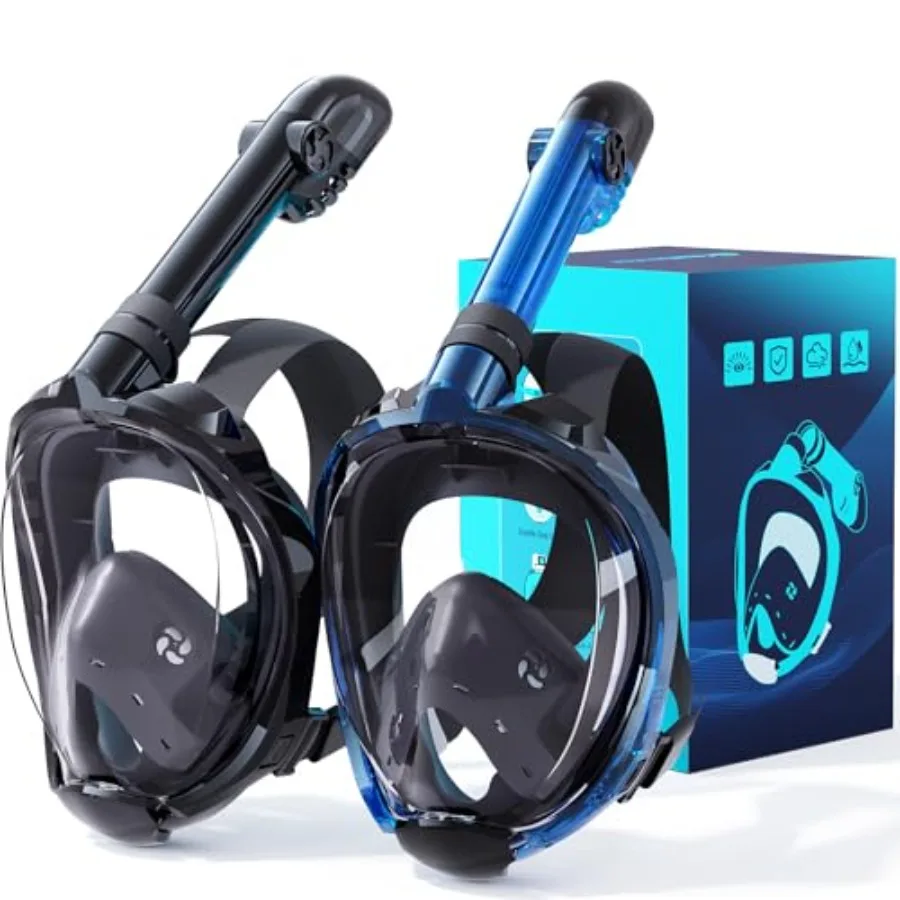 Snorkeling gear for adults: full-face mask with dry-top snorkel, anti-leak and anti-fog silicone mask in black, foldable design
Snorkeling gear for adults: full-face mask with dry-top snorkel, anti-leak and anti-fog silicone mask in black, foldable design