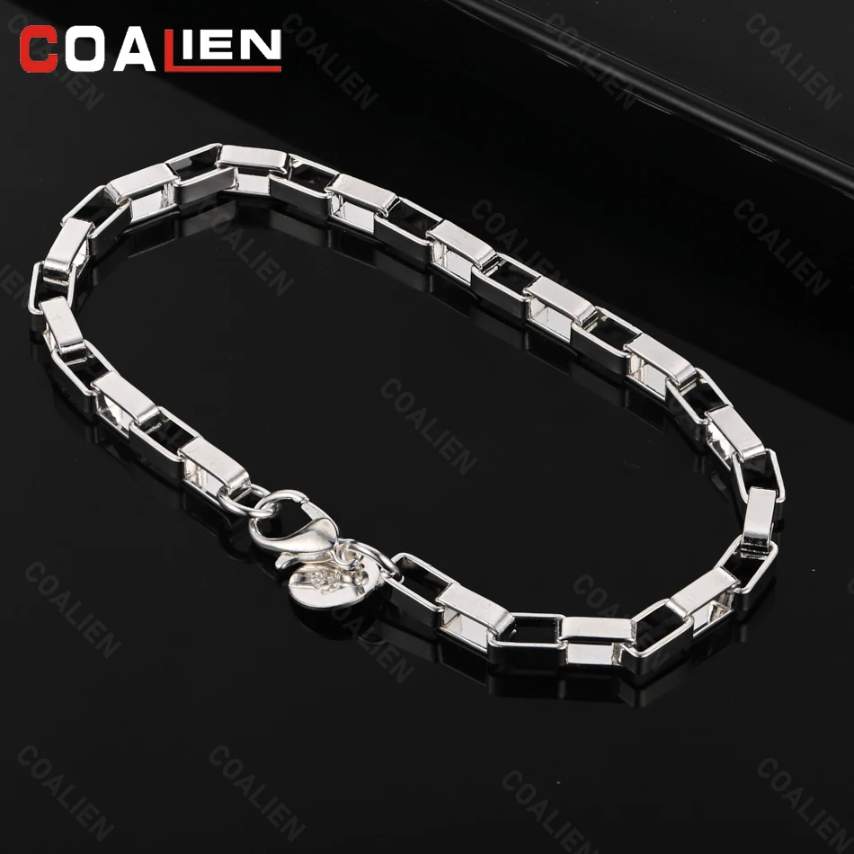 COALIEN 925 Sterling Silver Box Chain Bracelet Fashion Personality Charm Woman Wedding Party Gift Jewelry
COALIEN 925 Sterling Silver Box Chain Bracelet Fashion Personality Charm Woman Wedding Party Gift Jewelry