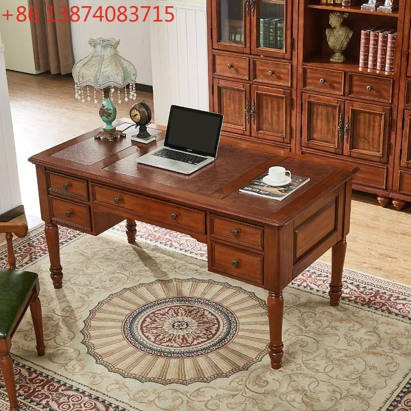 American-Style Solid Wood Home Desk European-Style Chair Set Small Apartment Computer Desk Simple
American-Style Solid Wood Home Desk European-Style Chair Set Small Apartment Computer Desk Simple