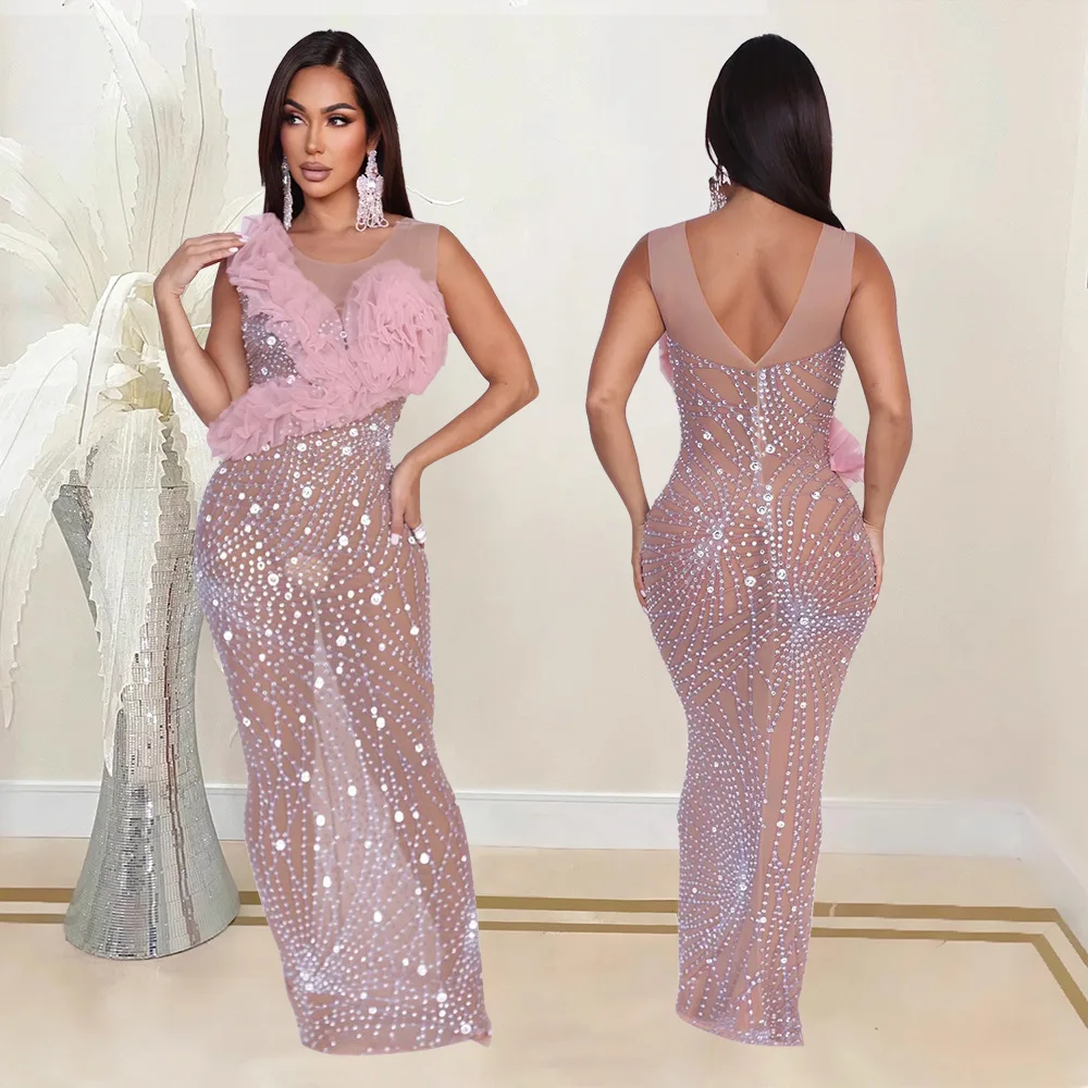 Sexy Mesh Pink Tie Flower Dress Lady Maxi Evening Elegant Dresses Women Summer Clothes Luxury Sexy Bodycon Beach Prom Dresses
Sexy Mesh Pink Tie Flower Dress Lady Maxi Evening Elegant Dresses Women Summer Clothes Luxury Sexy Bodycon Beach Prom Dresses