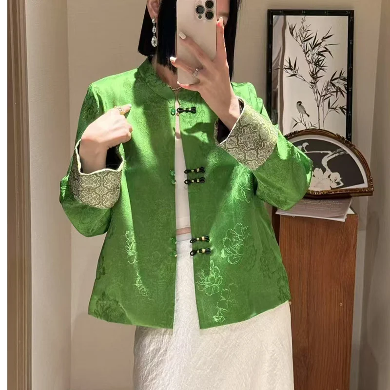 Spring New Stand Collar Rayon Jacquard Spliced Song Brocade Cuffs Top Handmade Double Breasted Fashionable Women's Jacket S-XL
Spring New Stand Collar Rayon Jacquard Spliced Song Brocade Cuffs Top Handmade Double Breasted Fashionable Women's Jacket S-XL