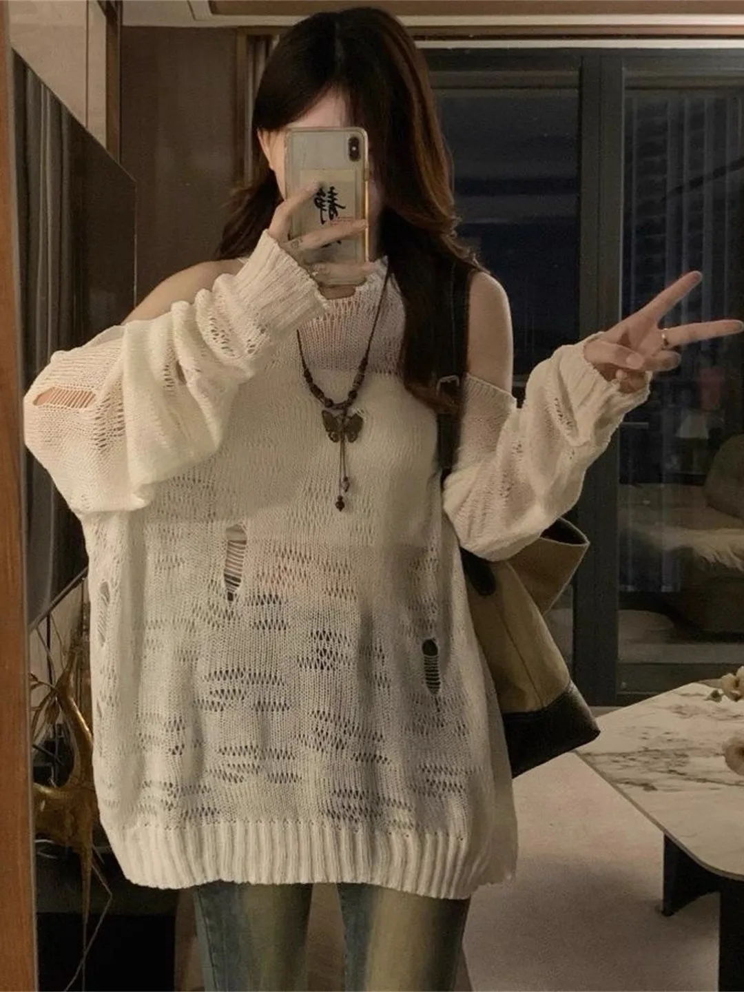 Long Sleeve Knitted T-Shirt Women's Summer Loose Slimming Shoulder Bared Outerwear UV Protection Cover up Korean Style Top
Long Sleeve Knitted T-Shirt Women's Summer Loose Slimming Shoulder Bared Outerwear UV Protection Cover up Korean Style Top