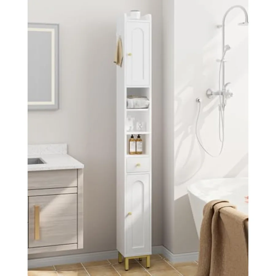 Bathroom cabinet with adjustable shelves for tall storage freestanding floor cabinet in white narrow toilet paper storage cabin
Bathroom cabinet with adjustable shelves for tall storage freestanding floor cabinet in white narrow toilet paper storage cabin