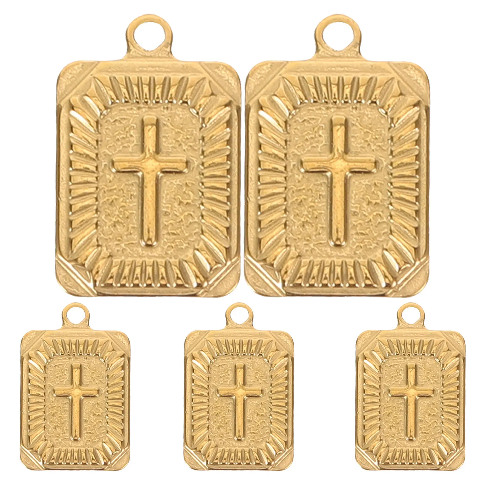 5Pcs Vacuum Plated Stainless Steel Tag Cross Pendant Modern Edgy Rectangle Design DIY Jewelry Making Supplies for Necklaces
5Pcs Vacuum Plated Stainless Steel Tag Cross Pendant Modern Edgy Rectangle Design DIY Jewelry Making Supplies for Necklaces
