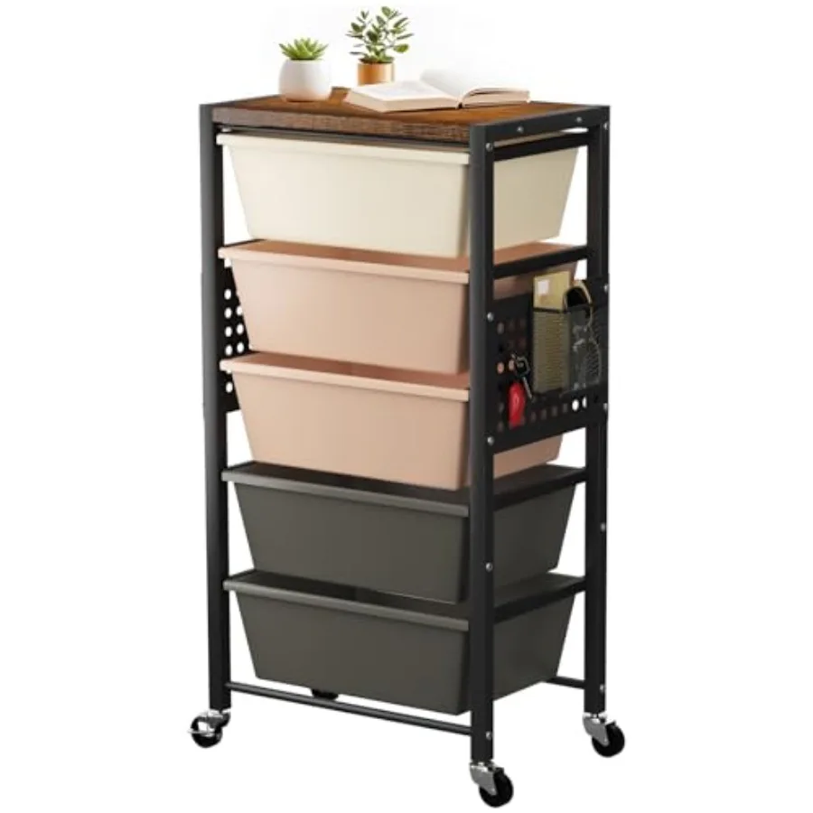 Rolling Cart with 5 Drawers Plastic Drawer Storage Carts with Wheels and Wooden Tabletop Metal Utility Cart with Pegboards Offi
Rolling Cart with 5 Drawers Plastic Drawer Storage Carts with Wheels and Wooden Tabletop Metal Utility Cart with Pegboards Offi