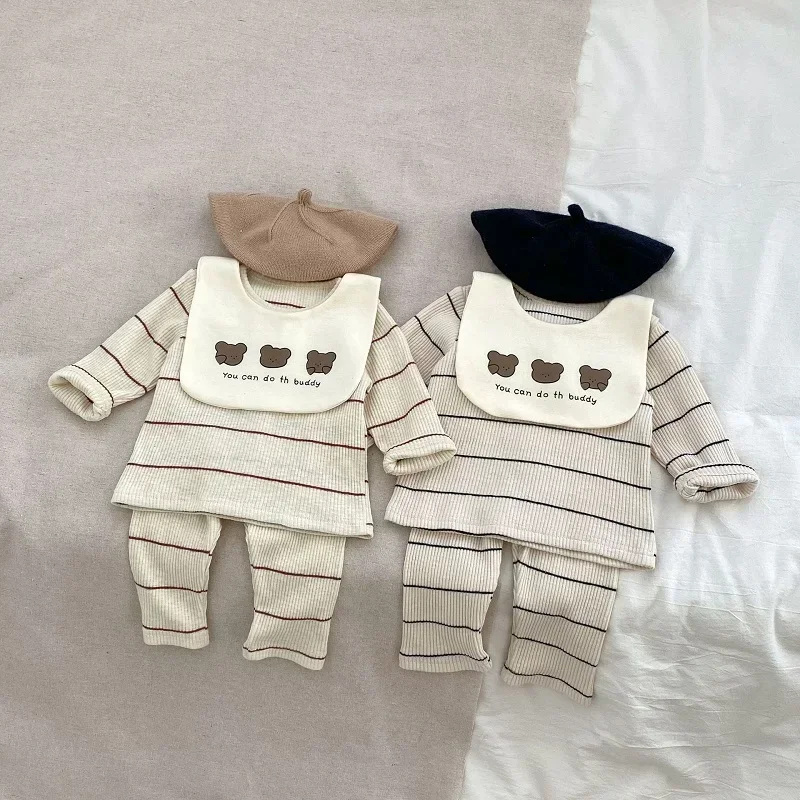 3PCS Set Newborn Baby Clothes 0-3Years Infant Boy Girl Long Sleeve Striped T-shirt Tops Pant Bear Bib Outfits Autumn Suit
3PCS Set Newborn Baby Clothes 0-3Years Infant Boy Girl Long Sleeve Striped T-shirt Tops Pant Bear Bib Outfits Autumn Suit