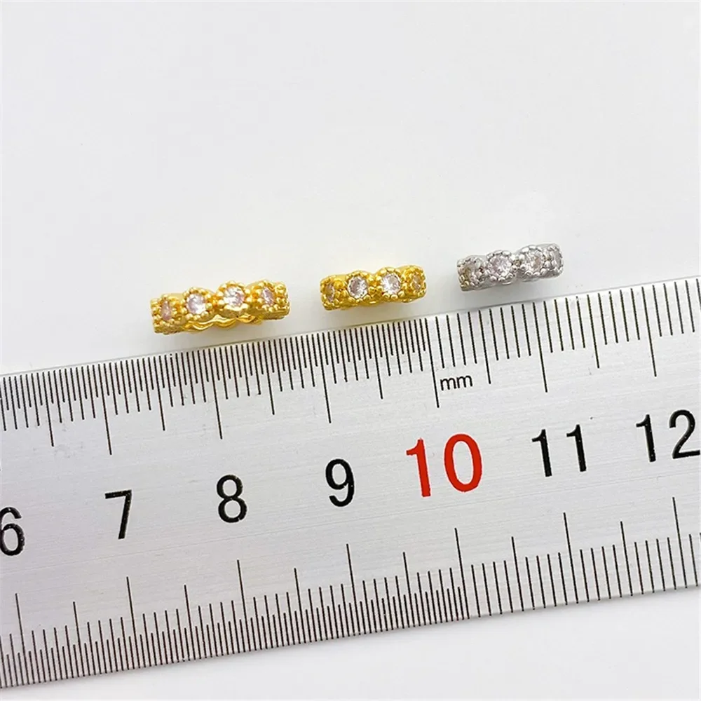 18K Gold Micro-inlaid Zircon Ring Large Hole Spacer Bead Handmade DIY Bracelet Necklace Jewelry Material Accessories
18K Gold Micro-inlaid Zircon Ring Large Hole Spacer Bead Handmade DIY Bracelet Necklace Jewelry Material Accessories