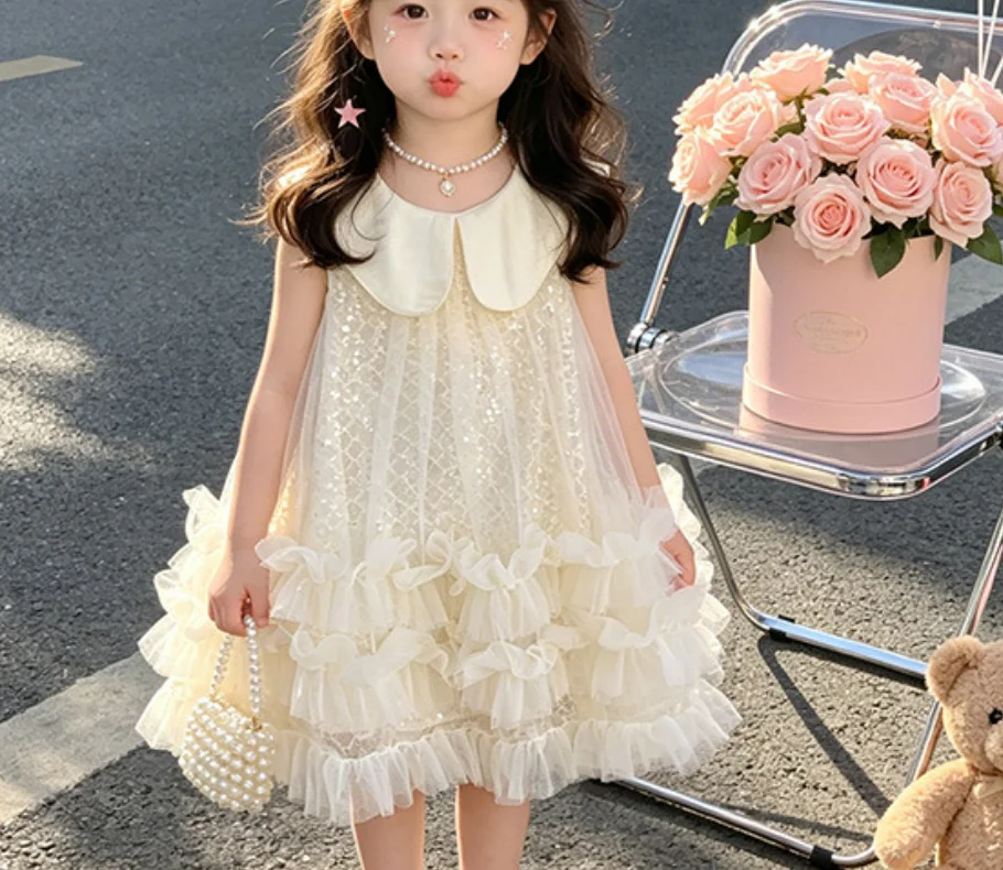 New Baby Summer Girls Sequined Mesh Tutu Dress, Princess Kids Fashion Holiday Dresses 2-7
New Baby Summer Girls Sequined Mesh Tutu Dress, Princess Kids Fashion Holiday Dresses 2-7