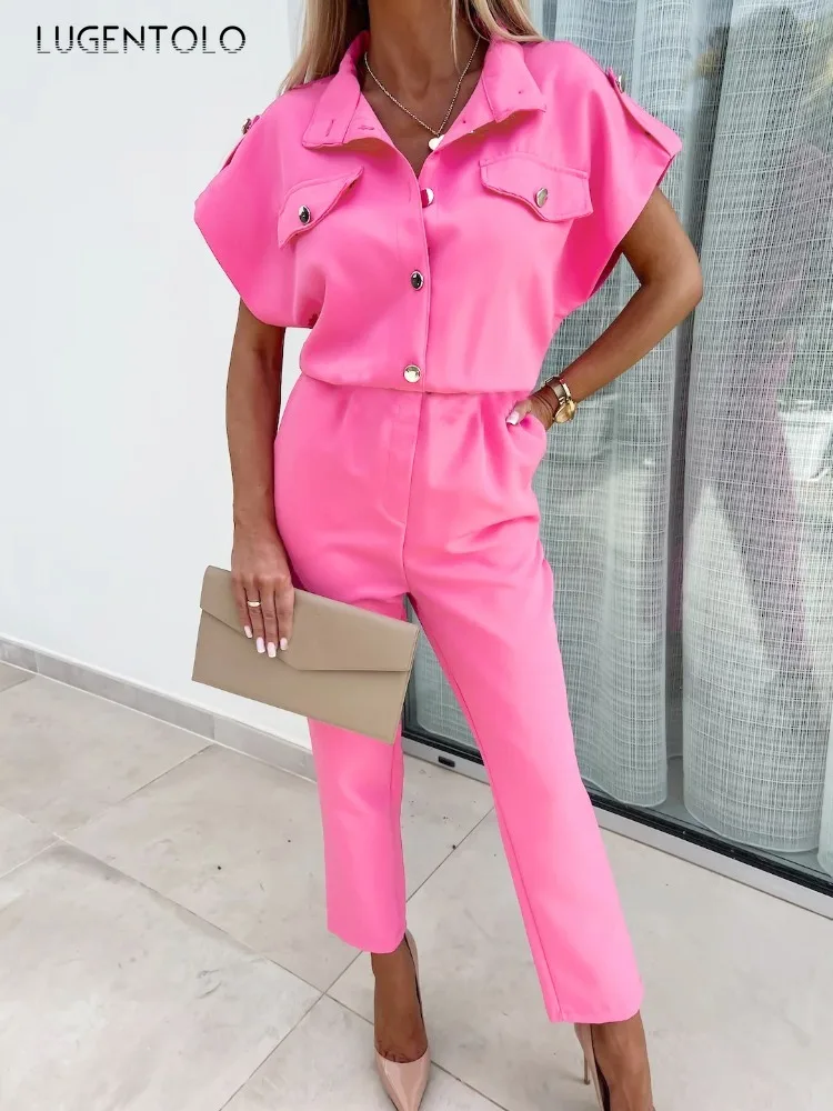 Women Summer Fashiion Jumpsuit New Loose Single-breasted Lapel Office Lady Casual Straight-leg Trousers Elastic Waist Jumpsuits
Women Summer Fashiion Jumpsuit New Loose Single-breasted Lapel Office Lady Casual Straight-leg Trousers Elastic Waist Jumpsuits