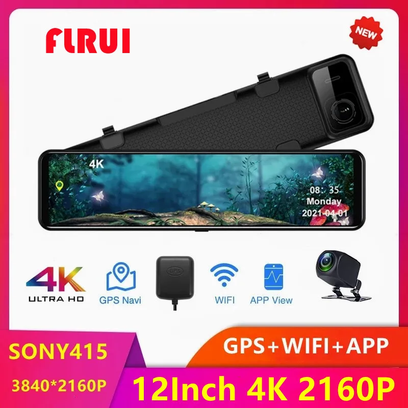 12 Inch 4K Video Recorder Dash Cam WIFI Rear View Mirror GPS Track Car DVR Sony IMX415 Ultra HD 3840*2160P Camera for Phone App
12 Inch 4K Video Recorder Dash Cam WIFI Rear View Mirror GPS Track Car DVR Sony IMX415 Ultra HD 3840*2160P Camera for Phone App