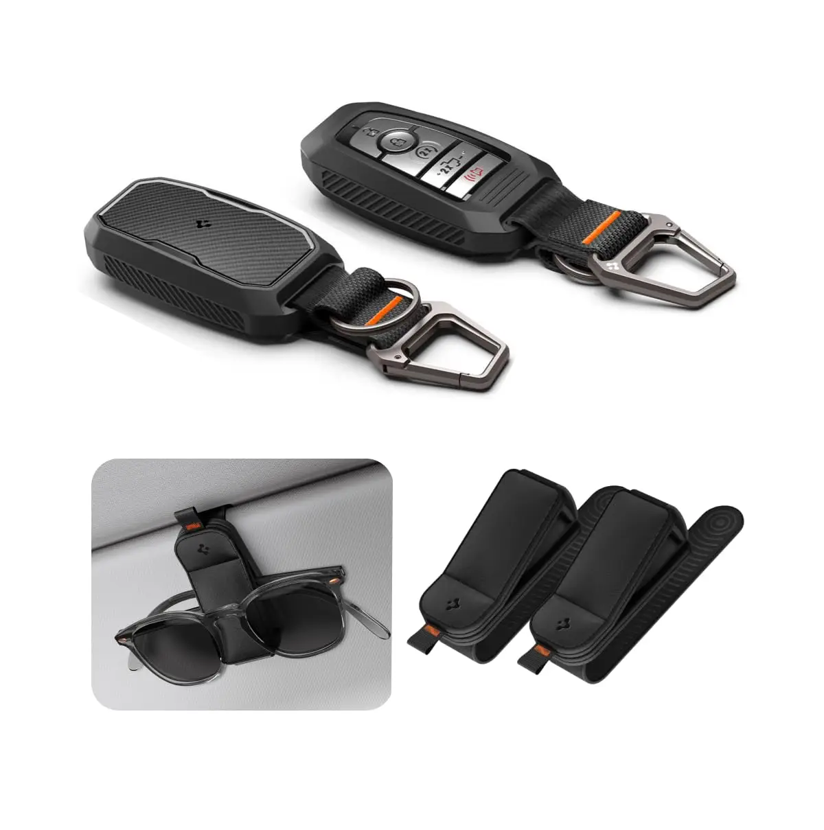 Rugged Key Fob Cover With Carabiner For Ford + 2 Pack Magnetic Sunglass Holder For Sun Visor Black
Rugged Key Fob Cover With Carabiner For Ford + 2 Pack Magnetic Sunglass Holder For Sun Visor Black