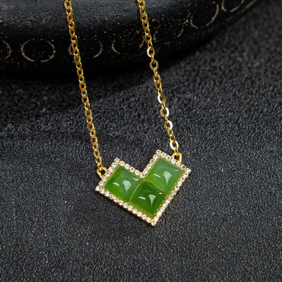 TIMESWIND натуральный зеленый нефритовый блок в форме сердца женское ожерелье с цирконом S925 с сертификатом 
TIMESWIND натуральный зеленый нефритовый блок в форме сердца женское ожерелье с цирконом S925 с сертификатом