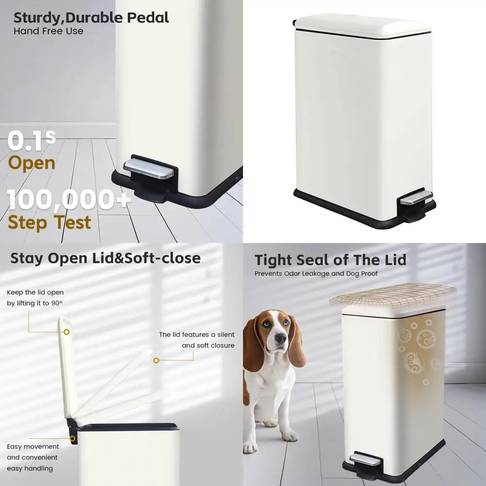 12 Gallon Slimline Stainless Steel Pedal Trash Can with Removable Inner Bucket and Soft-Close Lid, 45 Liter Capacity, White
12 Gallon Slimline Stainless Steel Pedal Trash Can with Removable Inner Bucket and Soft-Close Lid, 45 Liter Capacity, White