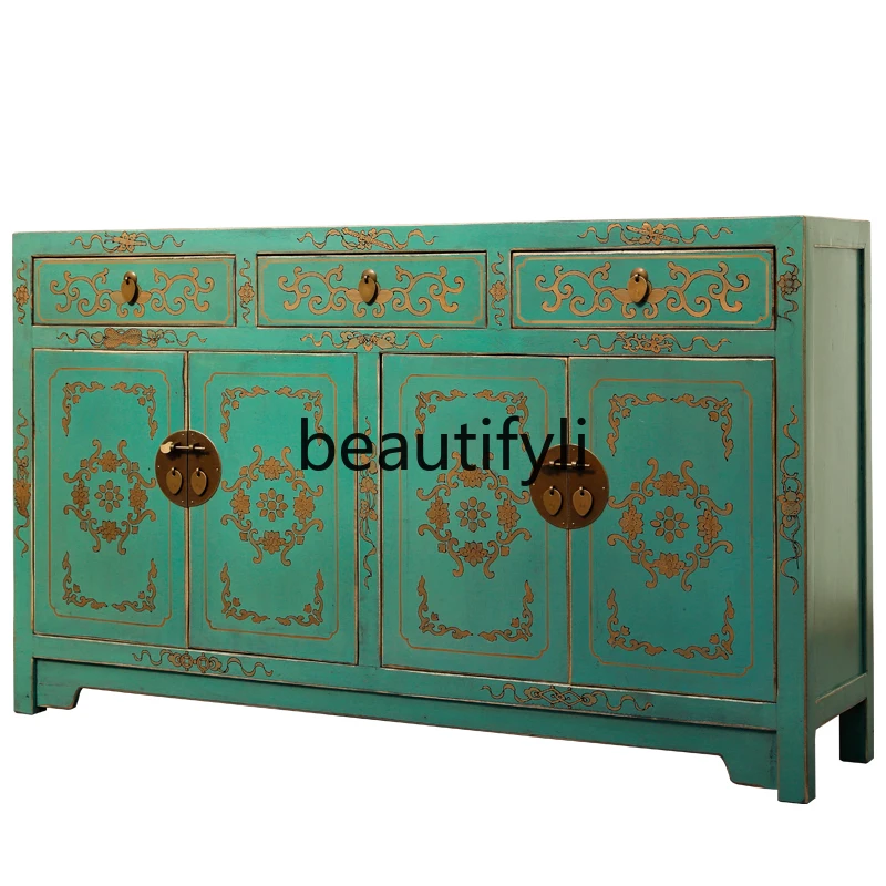 New Chinese-style painted dining side cabinet, solid wood, old pastoral style storage, foyer, entrance cabinet
New Chinese-style painted dining side cabinet, solid wood, old pastoral style storage, foyer, entrance cabinet