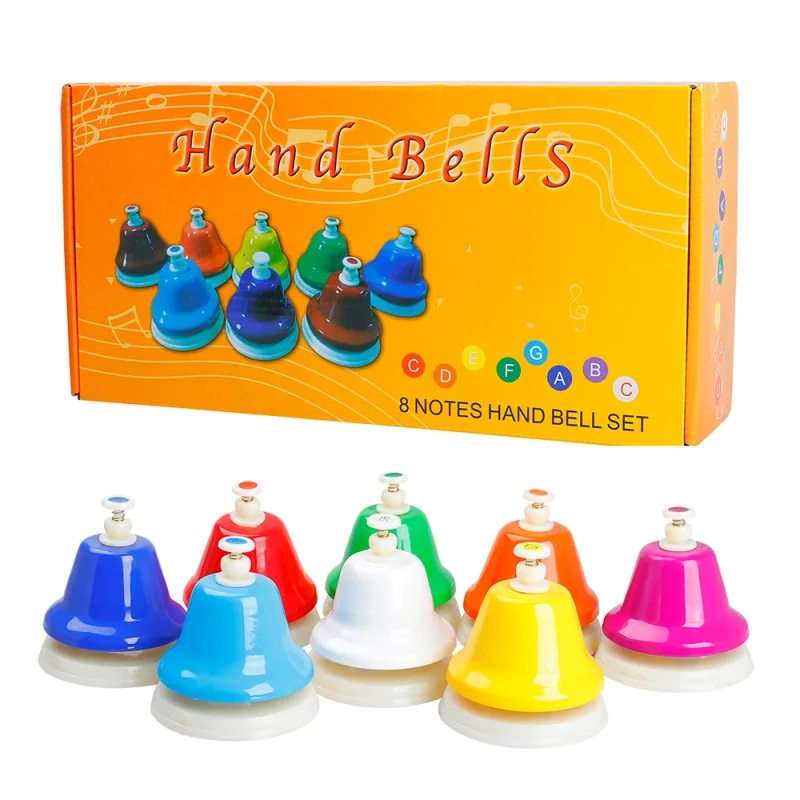 Orff Instrument Set Color Bell Ringing 8-tone Handbell Percussion Instruments Bell Touching Musical Toys For Children 
Orff Instrument Set Color Bell Ringing 8-tone Handbell Percussion Instruments Bell Touching Musical Toys For Children