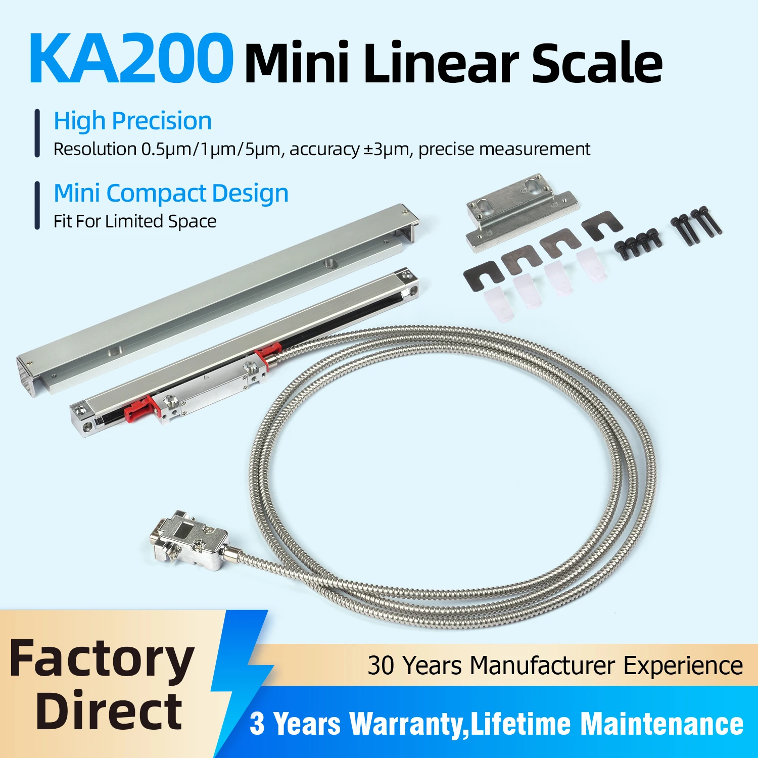KA200 Linear Measurement Scale TTL Signal Output Shielded Cable Connection CNC Machine Tool Digital Sensor New Top
KA200 Linear Measurement Scale TTL Signal Output Shielded Cable Connection CNC Machine Tool Digital Sensor New Top