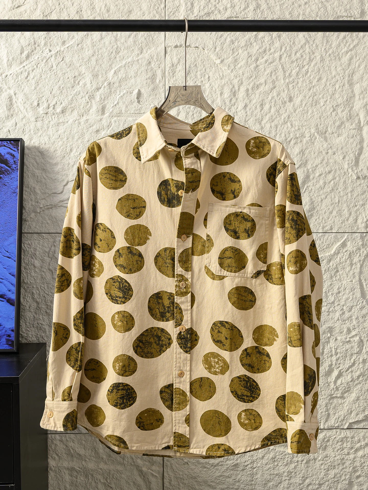 Washed Cotton Long Sleeve Shirt Vintage Print Loose Fit Youthful Style for Autumn Season Unisex Trendy Clothing Item
Washed Cotton Long Sleeve Shirt Vintage Print Loose Fit Youthful Style for Autumn Season Unisex Trendy Clothing Item