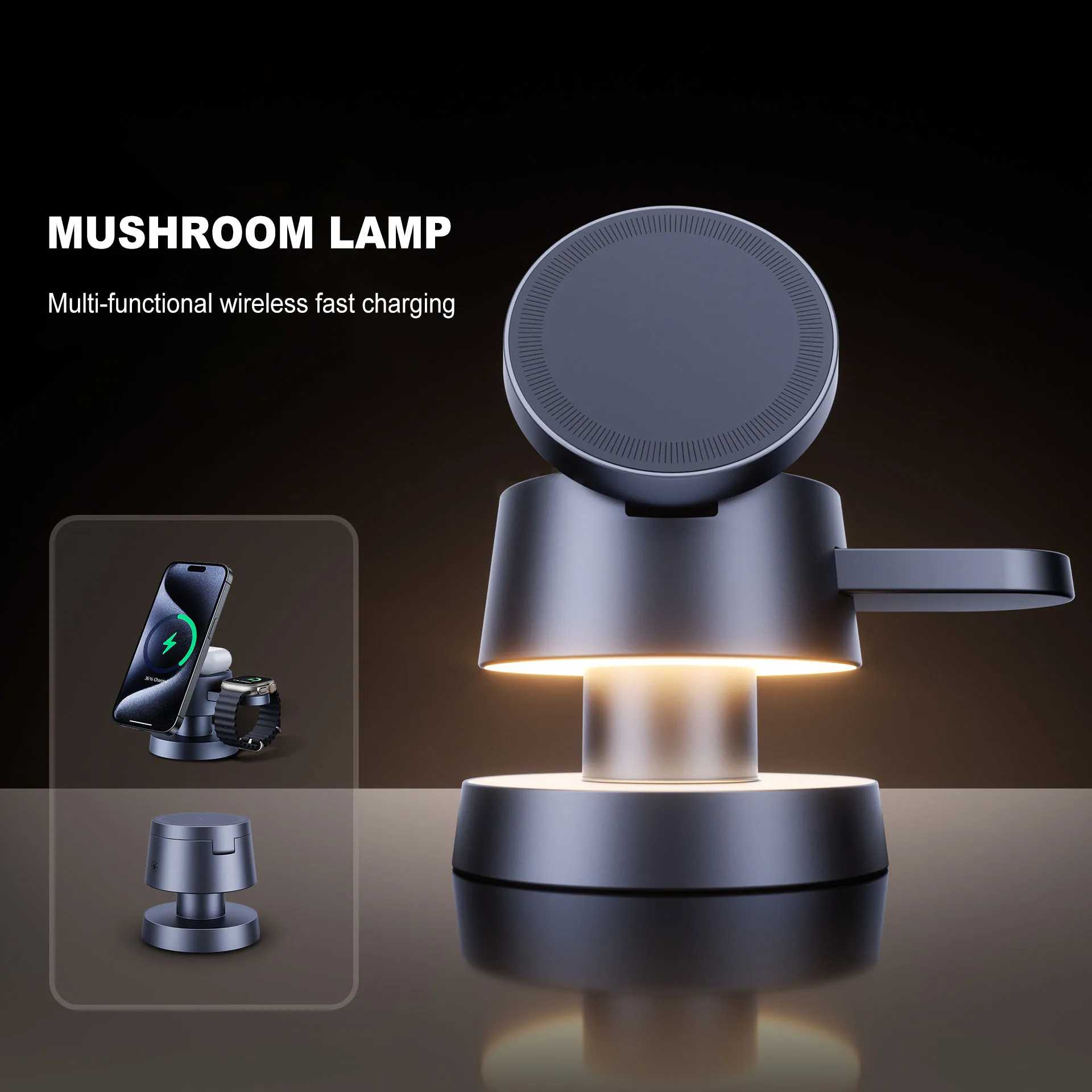 Multifunctional Mushroom Lamp Two Light Colors with Magnetic Wireless Charging iPhone iWatches Airpods Night Light Bedroom
Multifunctional Mushroom Lamp Two Light Colors with Magnetic Wireless Charging iPhone iWatches Airpods Night Light Bedroom