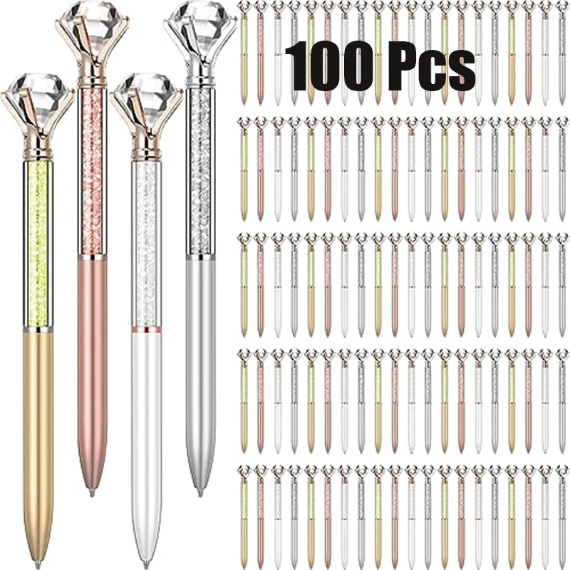 100 Pcs Diamond Top Glitter Quicksand Ballpoint Pens, Gold Silver Rose Gold White Floating Crystal Rhinestone Plastic Pens
100 Pcs Diamond Top Glitter Quicksand Ballpoint Pens, Gold Silver Rose Gold White Floating Crystal Rhinestone Plastic Pens