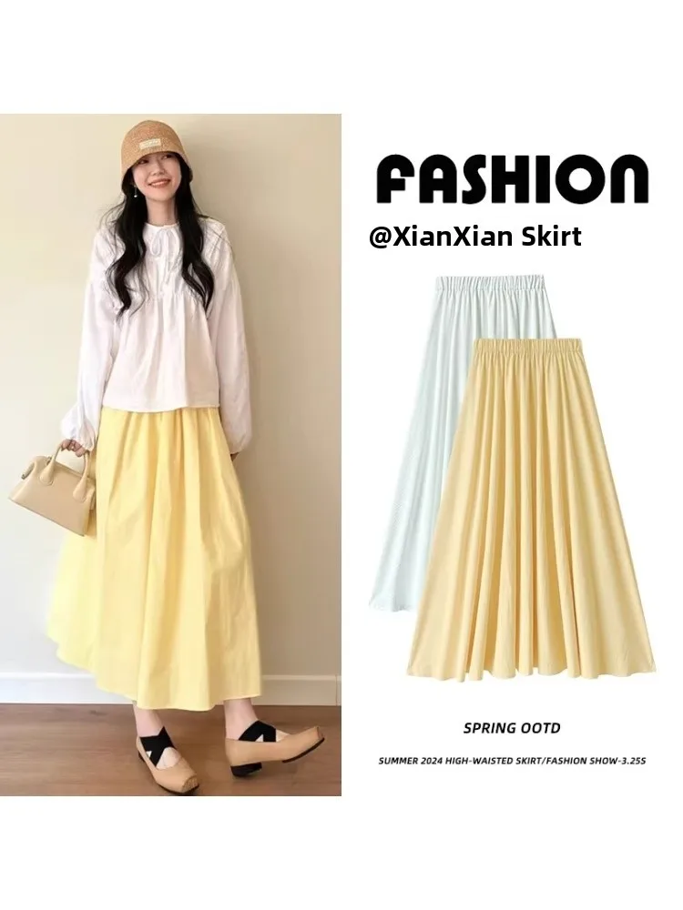 Yellow A-Line Midi Skirt for plus Size Women High Waist Pear Shaped Body Covering Hip Slimming Spring Summer Casual Long Sleeve
Yellow A-Line Midi Skirt for plus Size Women High Waist Pear Shaped Body Covering Hip Slimming Spring Summer Casual Long Sleeve