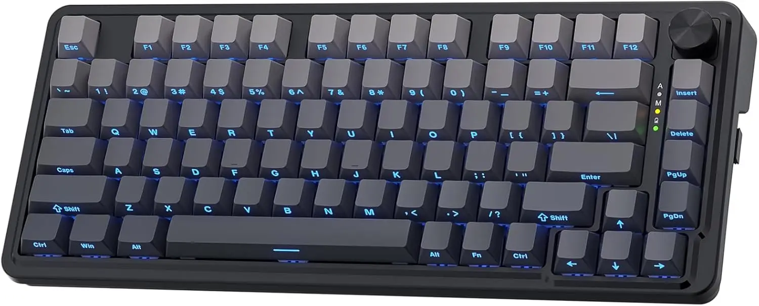 75% Wireless Gasket RGB Gaming Keyboard, 3-Modes 81 Keys PBT Hot-Swap, Knob Control
75% Wireless Gasket RGB Gaming Keyboard, 3-Modes 81 Keys PBT Hot-Swap, Knob Control