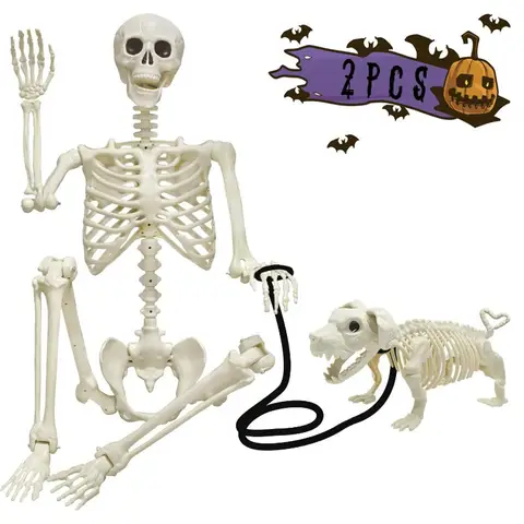 Esqueleto de Cão de Halloween de 90cm, Decoração de Horror para Casa Assombrada e Quarto Secreto