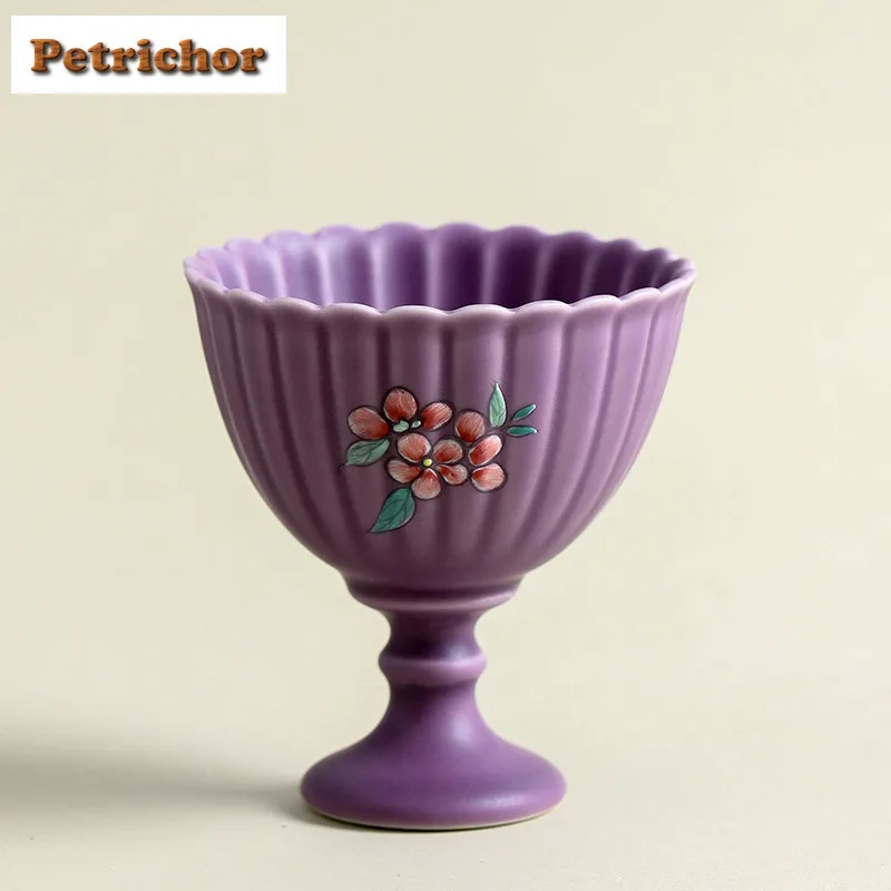 60ml Hand-painted Flowers High Foot Purple Teacup Antique Tea Bowl Jug Tea-tasting Smelling Cup Jianzhan Master Cups Drinkware
60ml Hand-painted Flowers High Foot Purple Teacup Antique Tea Bowl Jug Tea-tasting Smelling Cup Jianzhan Master Cups Drinkware
