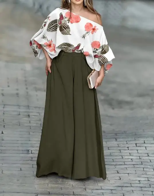 Two Piece Set Women Outfit 2026 New Fashion Floral Print Skew Neck Batwing Sleeve Stretchy Hem Top & Casual Wide Leg Pants Set
Two Piece Set Women Outfit 2026 New Fashion Floral Print Skew Neck Batwing Sleeve Stretchy Hem Top & Casual Wide Leg Pants Set