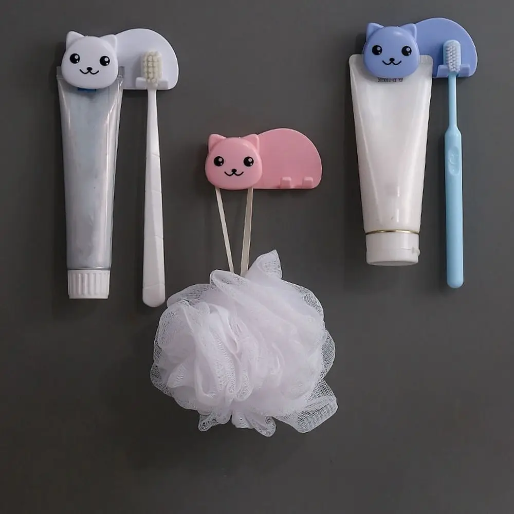 2 in 1 Cat Shaped Toothbrush Holder Non Perforated Plastic Toothbrush Toothpaste Rack Wall Mounted Facial Cleanser Storage Clip
2 in 1 Cat Shaped Toothbrush Holder Non Perforated Plastic Toothbrush Toothpaste Rack Wall Mounted Facial Cleanser Storage Clip