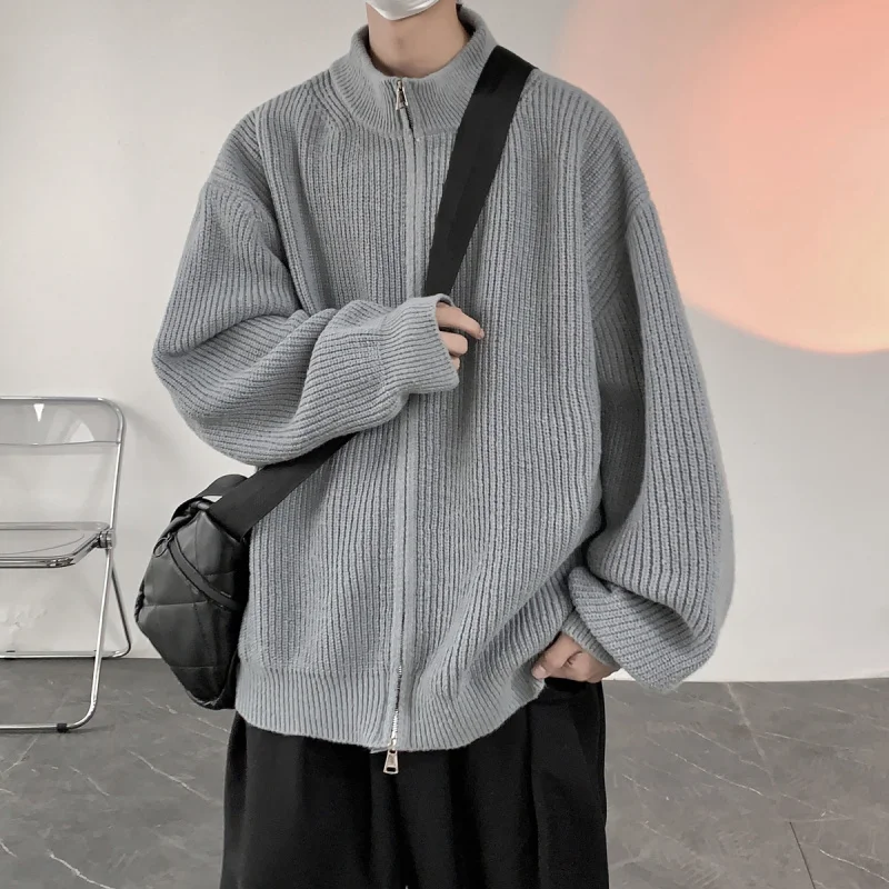Thickened Warm Winter Sweater Zipper Open Cardigan BF Style Neutral Woolen Coat Men Loose Outerwear Pure Color Knitted Sweater
Thickened Warm Winter Sweater Zipper Open Cardigan BF Style Neutral Woolen Coat Men Loose Outerwear Pure Color Knitted Sweater