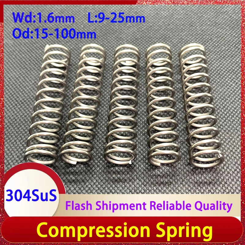 5Pcs Wire Diameter 1.6mm 304 Stainless Steel Micro Small Compression Spring Pressure Return Spring Shock Absorber Spring
5Pcs Wire Diameter 1.6mm 304 Stainless Steel Micro Small Compression Spring Pressure Return Spring Shock Absorber Spring