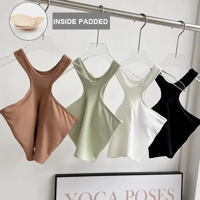 Women Ribbed Padded Push Up Fitness Sports Vest Sexy Neck Yoga Workout Yoga Bra Crop Top with Built In Bra Outfit
Women Ribbed Padded Push Up Fitness Sports Vest Sexy Neck Yoga Workout Yoga Bra Crop Top with Built In Bra Outfit