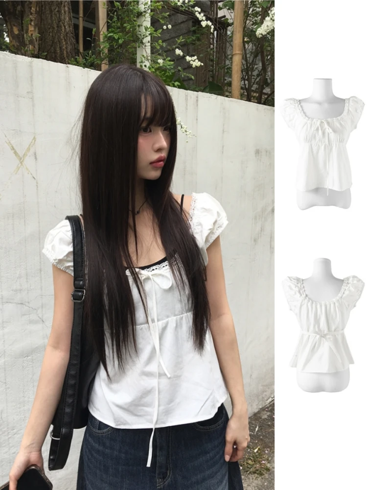 Корейский летний топ-жилет с кружевной отделкой, коротким рукавом и завязками, приталенный, однотонный, прямого кроя, для повседневной носки
Корейский летний топ-жилет с кружевной отделкой, коротким рукавом и завязками, приталенный, однотонный, прямого кроя, для повседневной носки