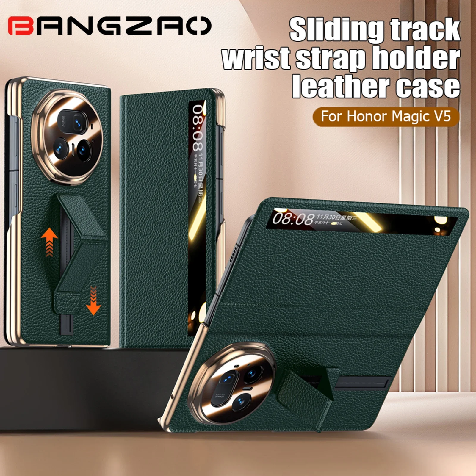 Чехол для телефона Honor Magic V5, чехол из натуральной кожи, с ремешком на запястье, откидной чехол для защиты всего тела, зеленый цвет
Чехол для телефона Honor Magic V5, чехол из натуральной кожи, с ремешком на запястье, откидной чехол для защиты всего тела, зеленый цвет