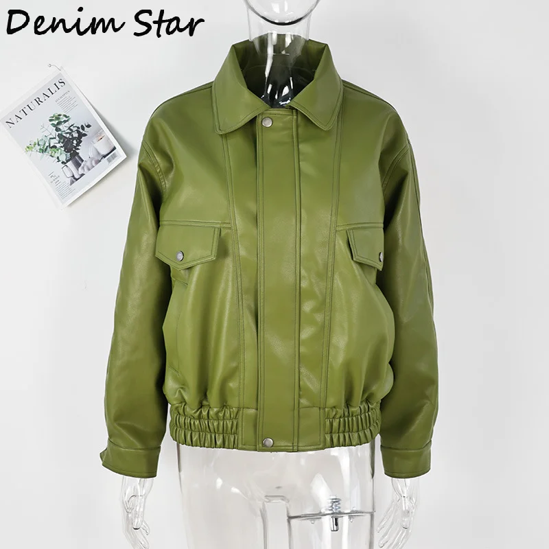 Women Fashion Green Lapel Short Leather Coats Lapel Collar Pu Zipper Lady Short Coat 2024 New Autumn Winter Warm Top Outwear zz
Women Fashion Green Lapel Short Leather Coats Lapel Collar Pu Zipper Lady Short Coat 2024 New Autumn Winter Warm Top Outwear zz